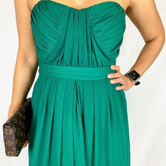 Badgley Mischka Green Chiffon Strapless Dress $850 - Picture 3 of 8